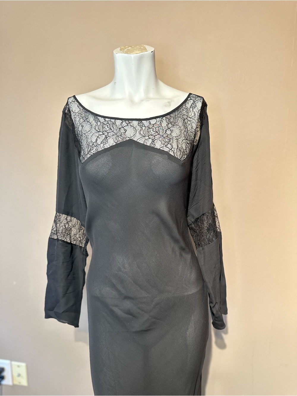 Victoria’s Secret bias cut full length lingerie gown sheer silk georgette